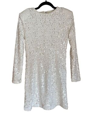 These Three Boutique TCEC White Sequin Long Sleeve Dress